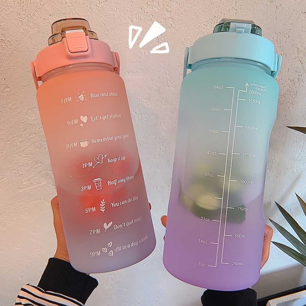 Gradient Color Water Bottle 67.63oz Large Capacity Water Jug Sports 67.63oz  Scale Plastic Straw Cup Portable Outdoor Water Bottle Fitness with Handle  Portable Water Bottle