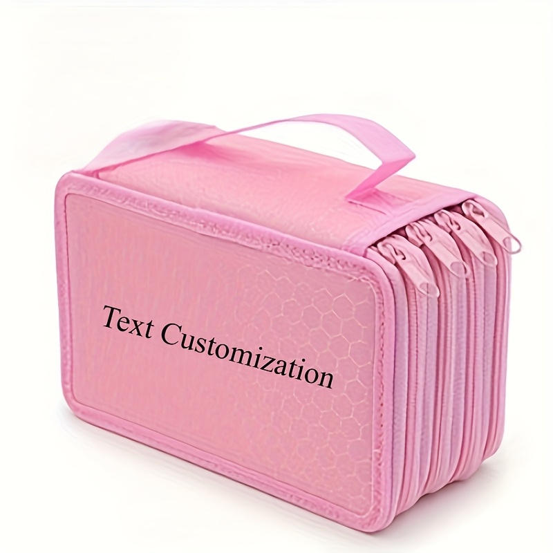 TEMU Étui à crayons personnalisé 1pc, étui à crayons portable de couleur unie à couches, boîte de rangement à crayons à 72 trous, étanche, avec