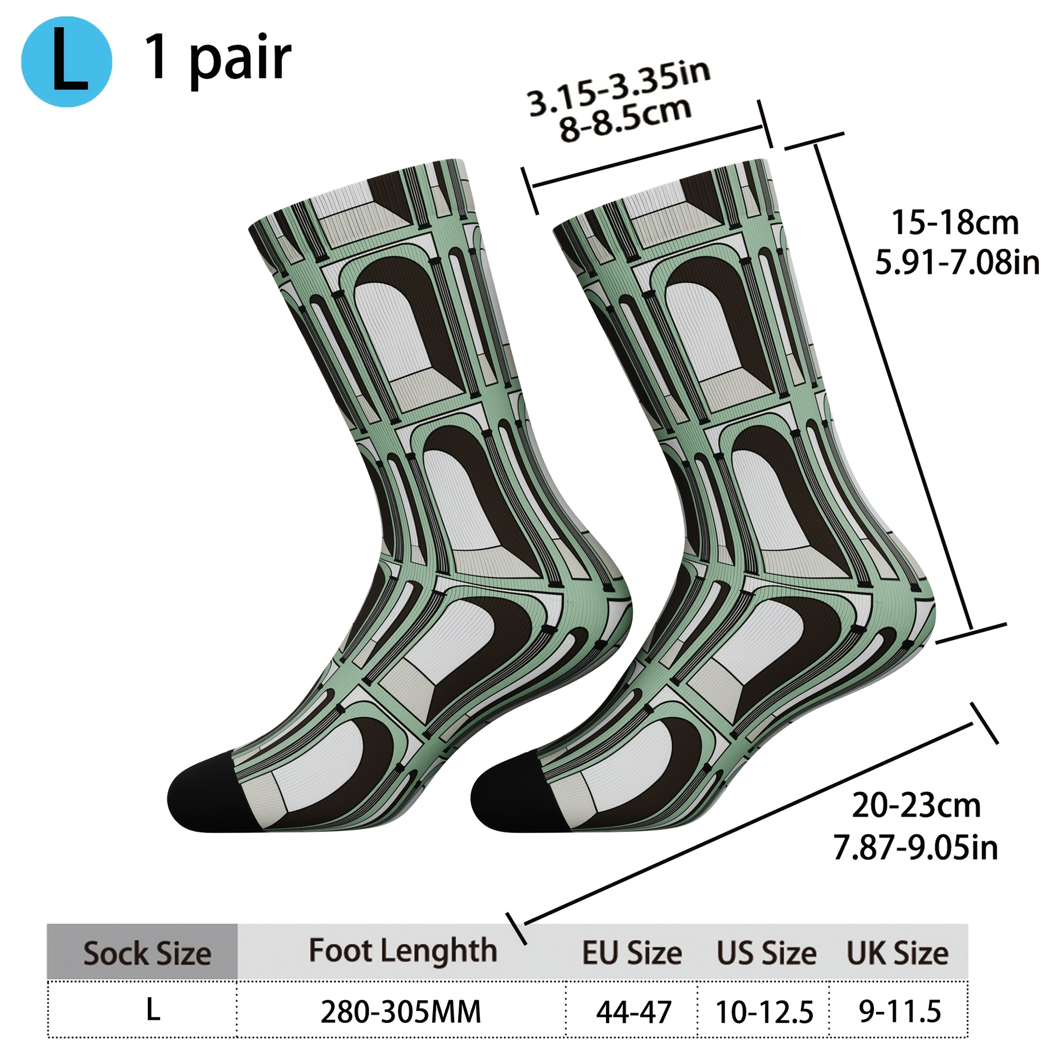 E-shop 1 Paar Herrensocken, Digitaldruck, Neuheit, Trendiges Muster, Weich und Bequem, Ganzjahreszeiten, , Geruchsneutral, Lockerer Bund, Sport,