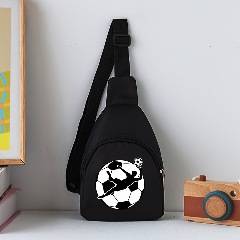 TEMU Football-themed Printed Shoulder Bag, Daily And Streetwear Casual Portable Bag, Unisex Practical Carry-on Bag, Comfortable Adjustable Shoulder