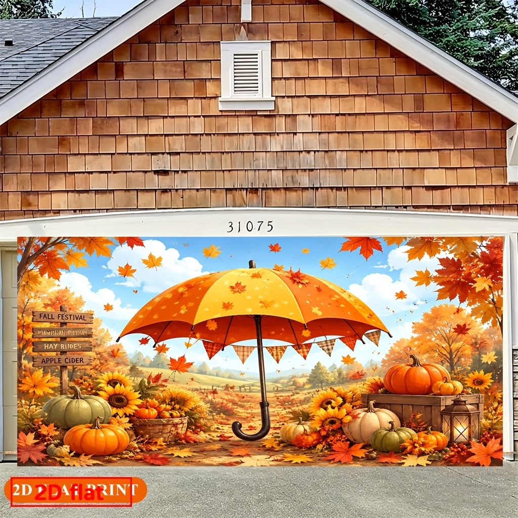 Autumn Leaves Pumpkin Scene Polyester Backdrop