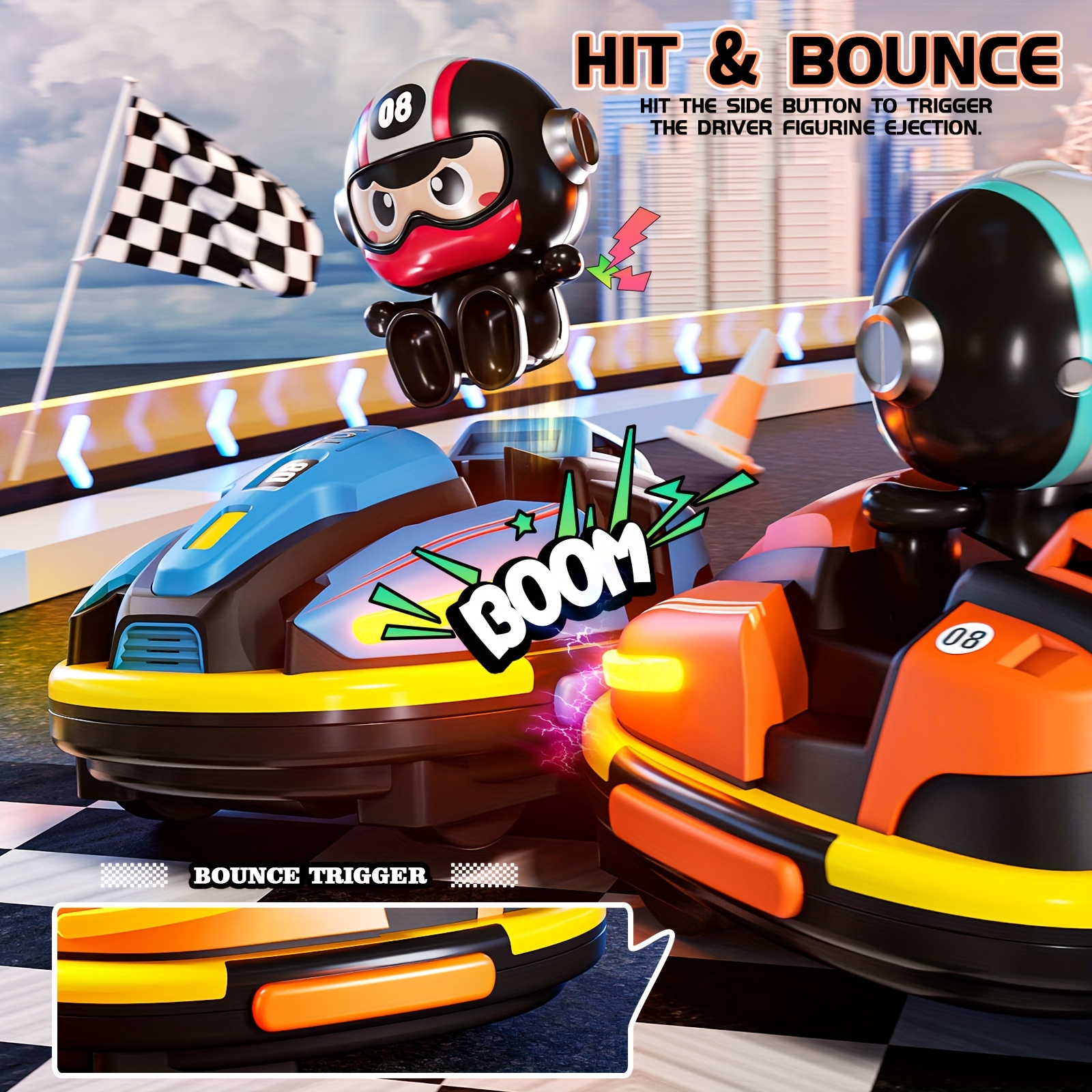  remote control car drift stunt bumper cars two person racing kart with music lights indoor outdoor interactive toy for birthday parties halloween and christmas gifts Product details 1