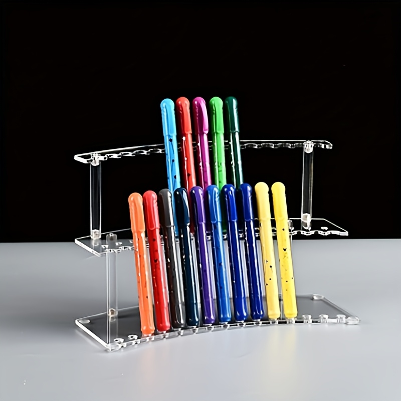 TEMU Desktop Transparent Pen Holder 30-slot Pencil Pen Fountain Pen Marker Display Stand Eyebrow Pencil Makeup Brush Organizer - Suitable For Home,