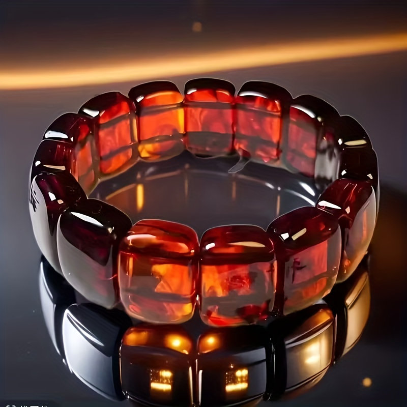 E-shop Natürliches Birmanisches Blut-Achat Armband - Böhmischer Stil, polierte rote Achatperlen, gerades Schnitt-Armband, Unisex-Modeaccessoire,