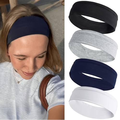 imagen del artículo set de 4 diademas para mujer, absorbentes de , cintas para el cabello antideslizantes - diademas elásticas para mujer, cintas y elásticas que absorben el , adecuadas para yoga, ejercicio, correr, diademas deportivas unisex
