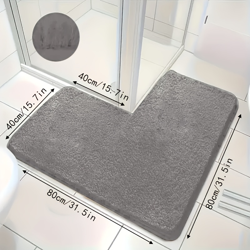 1pc l shaped luxury memory foam long pile sponge bathroom floor mat   absorption washable machine washable quick drying thickened non slip bath mat soft and comfortable carpet ideal for   home decor floor mats