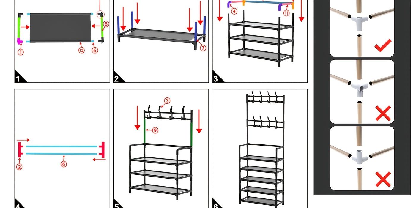 4-5 Tier Shoe Rack - Space-Saving, Easy Assembly, Durable Design for Entryway And Bedroom, Minimalist Style, Efficient Sneaker Storage, Shoe Storage Solution | Modern Shoe Rack | Durable Construction, Dorm Entrance Storage Rack for Shoes And Hats