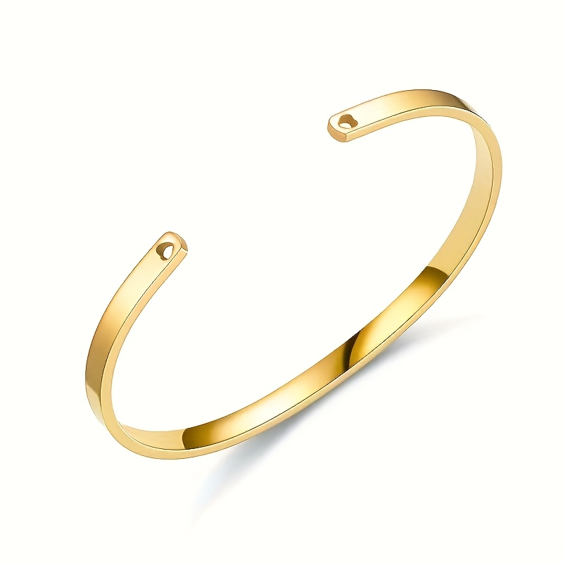 TEMU Pulsera personalizada con grabado de 4 mm, pulsera dorada grabada, regalo, pulsera de acero inoxidable para mujer