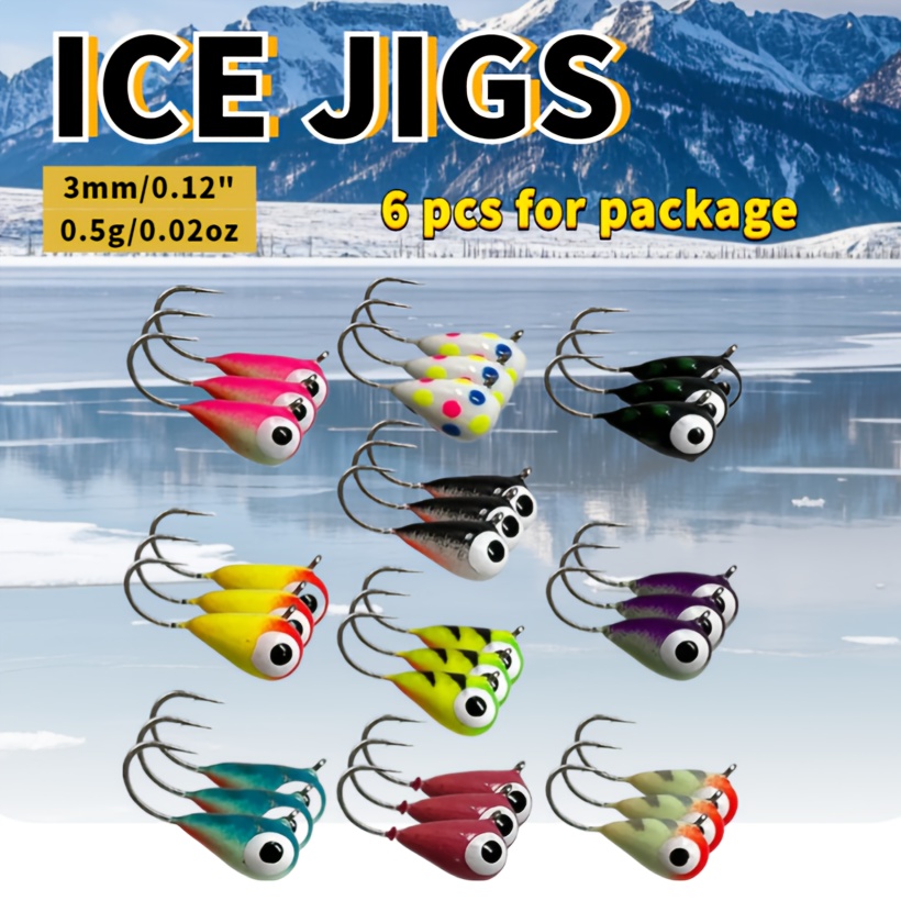 

Valentine's Day Gift - 6pcs Ice Fishing Lures - Suitable For Fathers, And All Men, Tear Gripper For Catching Panfish, Crappie, Corneal , Perch, Trout And Ice Fishing Lures