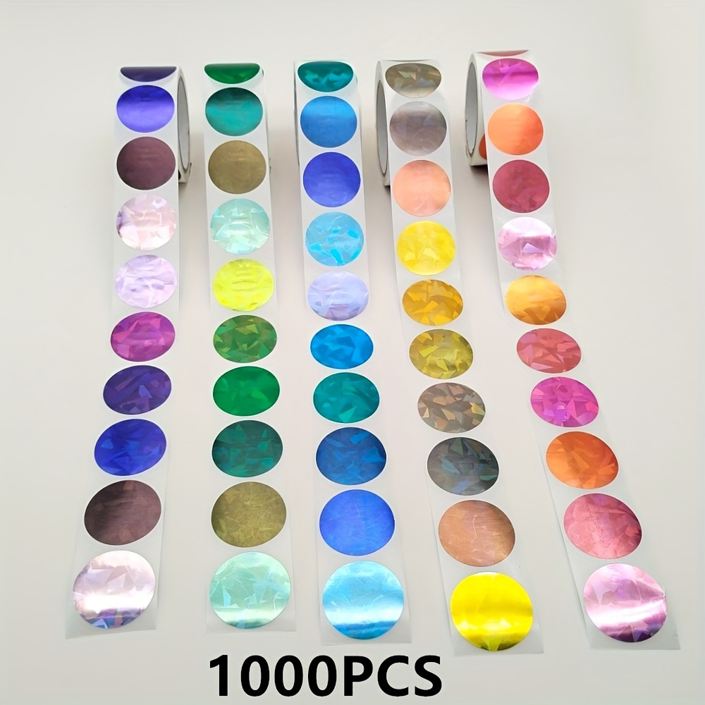 Image of 1000pcs 1 Inch, Holographic Multicolor Small Dot Stickers For Rewards, Behavior Charts, Schedules, And School Classroom Teacher Supplies