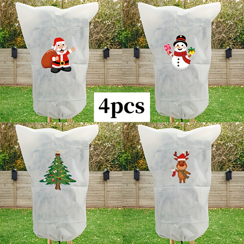 4pcs Winter Plant Covers Freeze Protection, 23.62x31.49inch Reusable Plant Protector Bag With Drawstring, Bushes Fruit Trees, Christmas Gardening