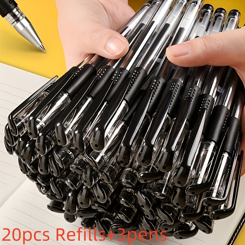 

23pcs Business Pen Black College High School Student Office Stationery Exam Water Pen Needle Tube Head 0.5mm Gel Pen