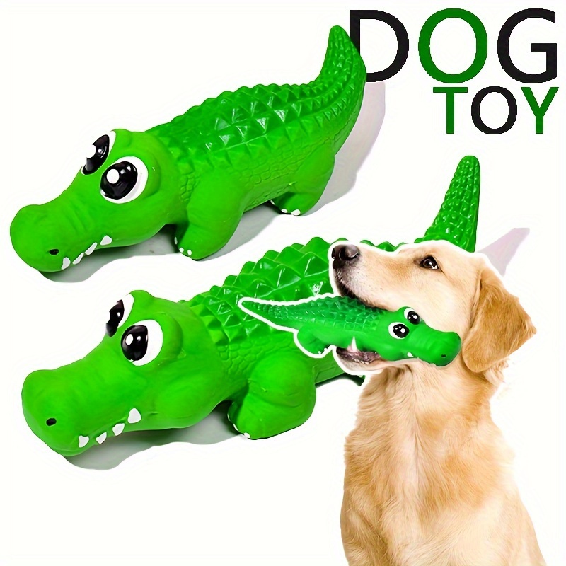 

Interactive Latex Crocodile Dog Toy With Squeaker - Durable Teeth Cleaning, Boredom Animal Print Chew Toy For Large Breeds