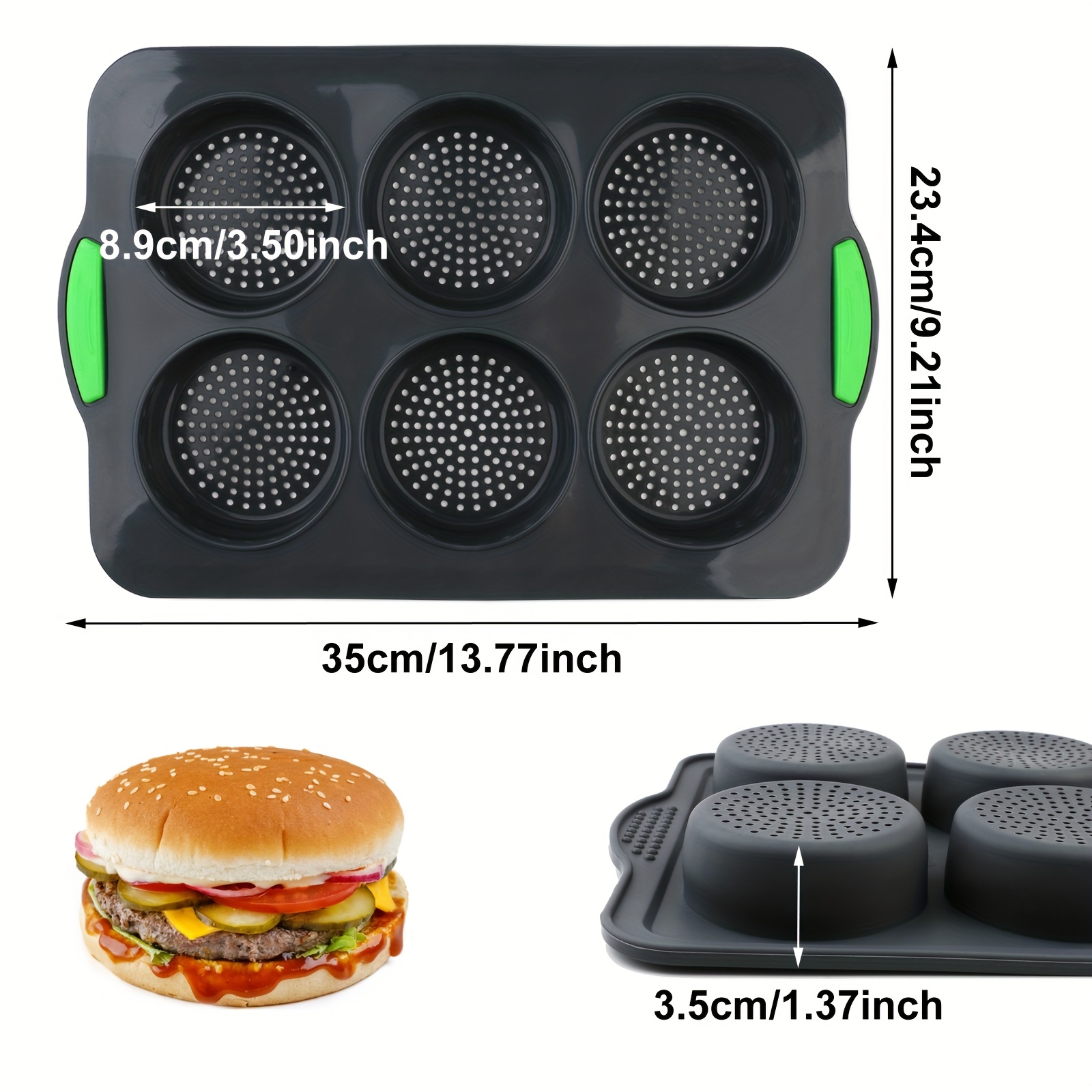 1 Silicone 6- Baking Pan, Baguette Bread Mold For Home Use, Burger Bun Mold, Cake Mold, Mini Tart Mold, Kitchen Accessory, Baking Tool, Diy Supplies
