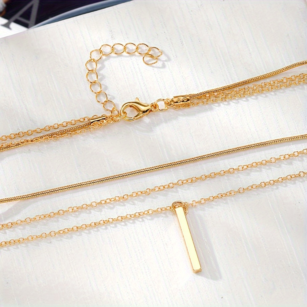 Simple Sexy Rectangular Pendant Rope Chain Necklace Set