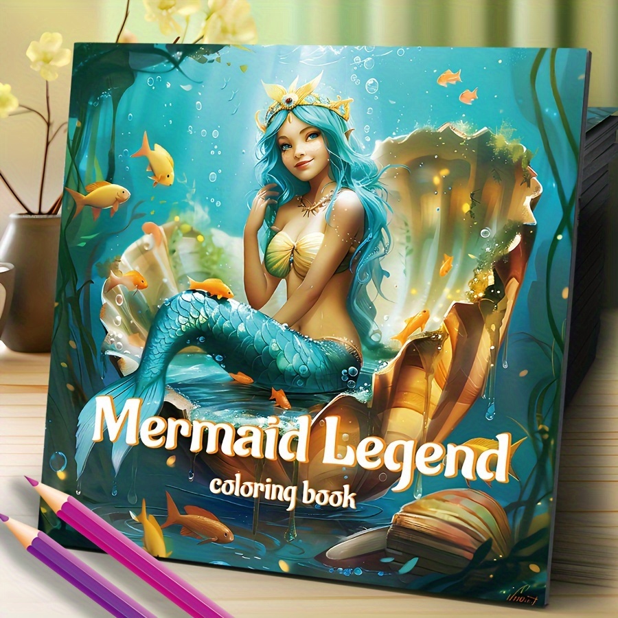 

Deluxe Mermaid Legend Coloring Book For Adults - 20 Thick Pages, Ideal For Birthday, Christmas & Halloween Gifts, Relax Art Craft Kit