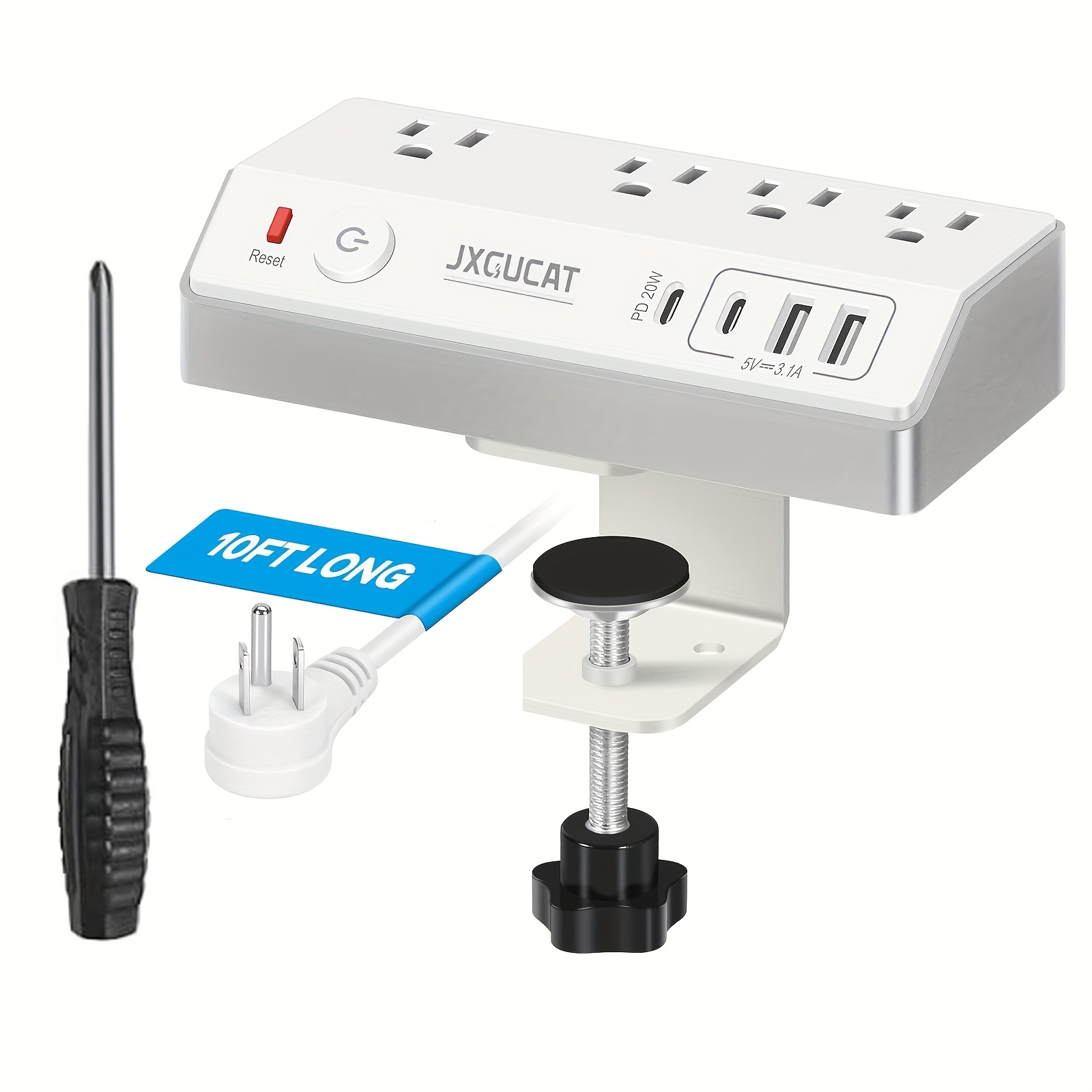 Desk Clamp Power Strip With USB