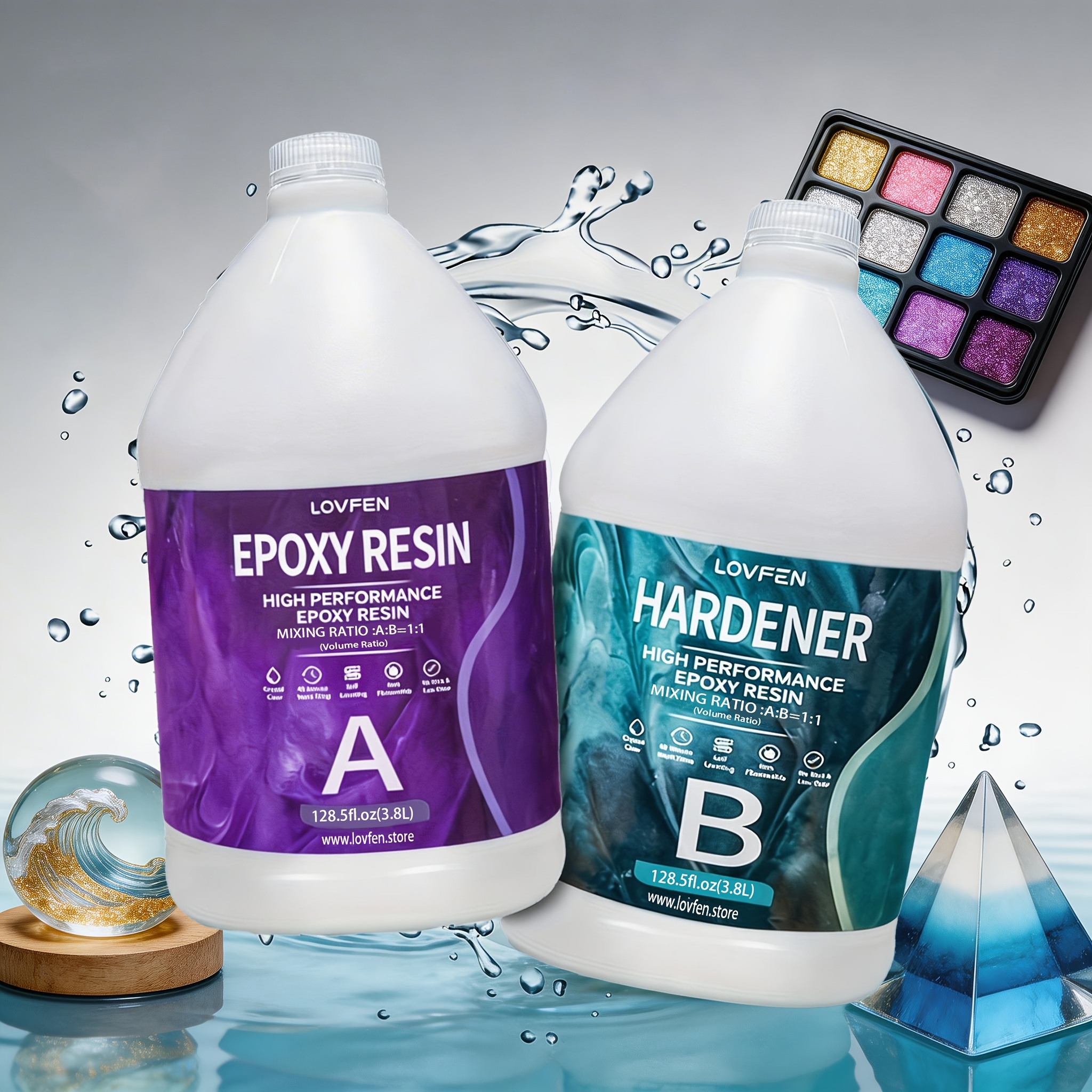 2 gallon     kit high gloss no bubble fast cure art resin for jewelry making   tops tumblers molds art wood painting   low odor high   67 6oz 1 06 gallon 2 gallon kit