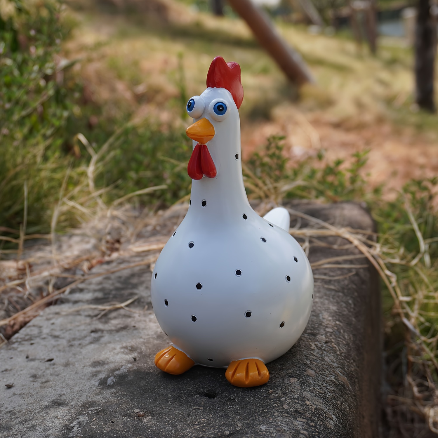 Image of 1pc Cute Big- Polka Dot Rooster Resin Ornament Decoration, Statue Decoration Garden Creative Decoration Suitable For Indoor And Outdoor Gardens, Courtyards, Lawns
