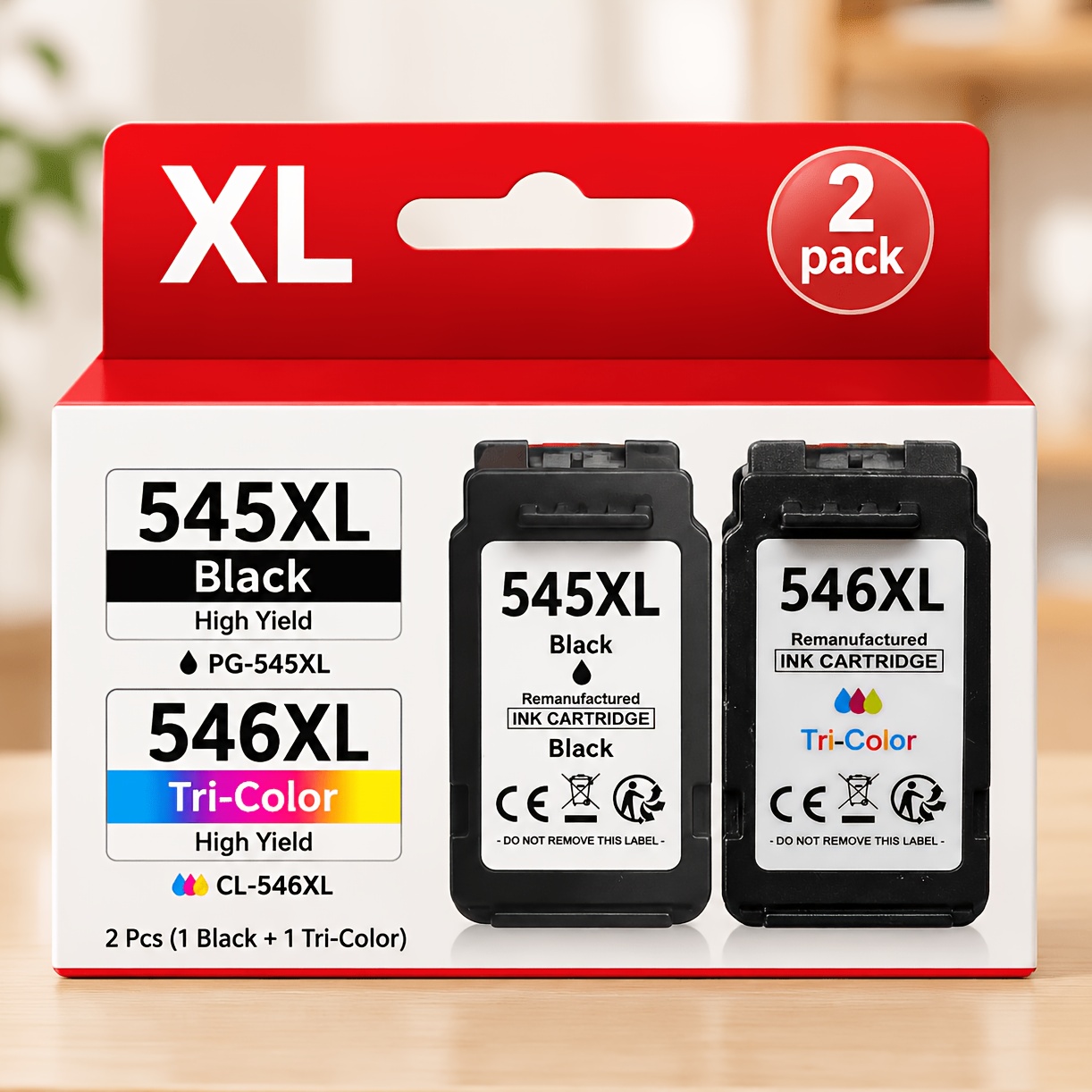 Image of Pg-545xl Cl-546xl For Printer Cartridges 545 546 Xl Multipack Replacement For Mx495 Tr4550 Ts3150 Tr4551 Mg3050 Mg2555s Mx490 Ts3151 Mg2550s Ts3350 Mg2950 Mg29500 S Mg3051, 2pcs