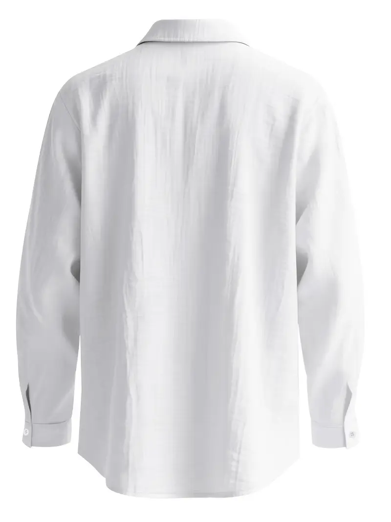 mens reversible stand collar linen shirt beige collar long sleeve button up button top machine washable regular casual formal wear fiber dress shirt Product details 18