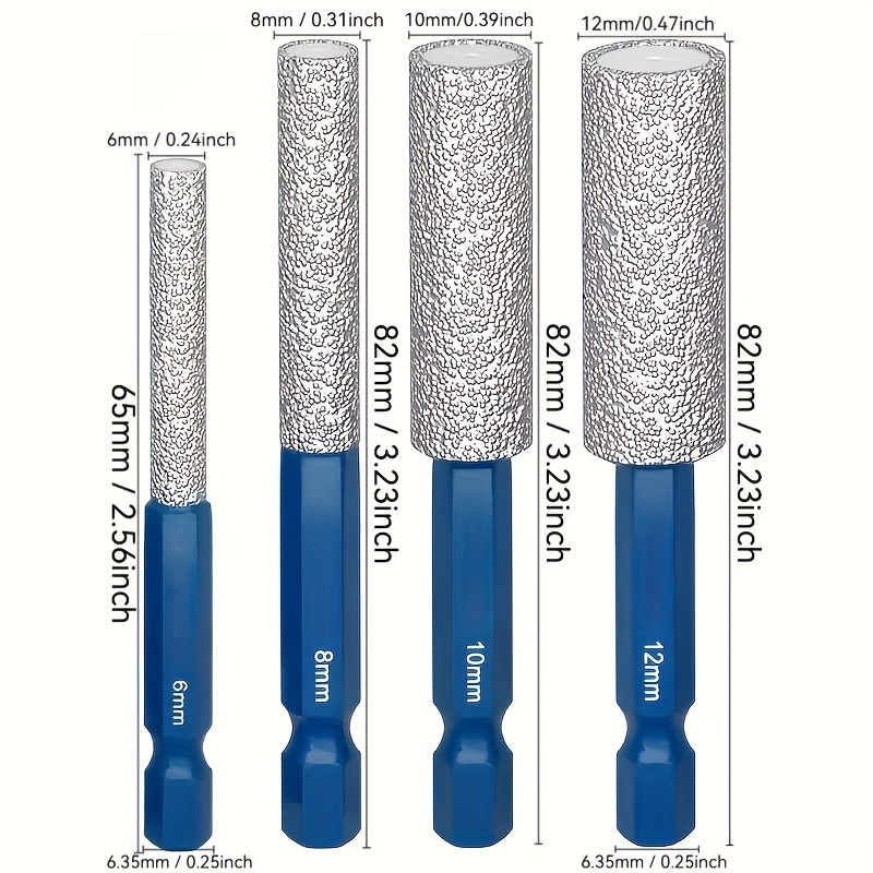 Image of 4pcs Diamond Kit | 1/4in Hex Shank Drill Bit Grinding Tool With Cooling Wax - Suitable For Cutting And Polishing Tools On Tiles, Marble, Granite, And Glass Surfaces