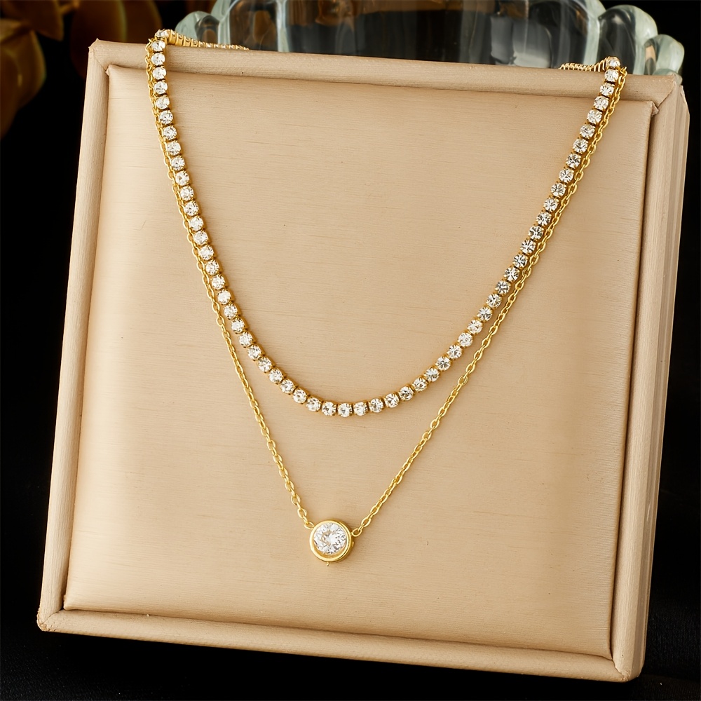 Double Layer Stackable 18K Plated Stainless Steel Necklace