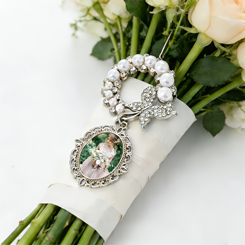 E-shop 1 Stück Personalisiertes Bild Metallschmetterling Anhänger Schlüsselanhänger, Sublimationsanpassung Hochzeitsstrauß Accessoire, Personalisiertes