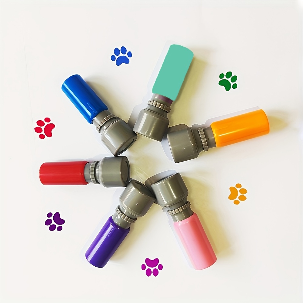 6pcs Set Of Paw Print Stamps With Automatic Ink, Mini Colored Sealing Set Dog Paw Seals, For Teachers, Encouragement, And Party Gifts, Mini Office Stationery Party Gifts