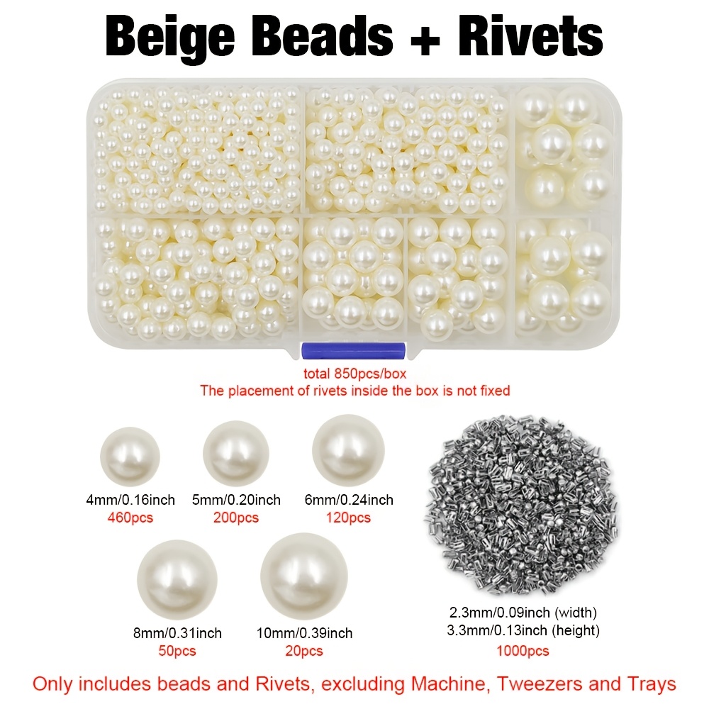 TEMU Machine manuelle de de perles avec 850 perles, outil de de perles à pression manuelle, outils de perles trou, ensemble de griffes pour