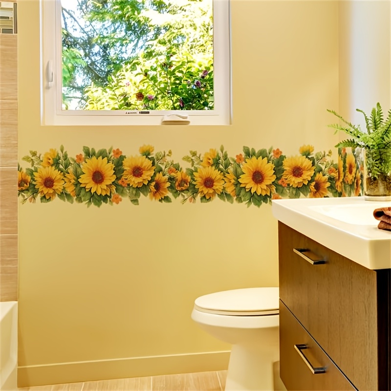 TEMU 2d Flat Design With Vibrant Colors, Waterproof And Self-adhesive. Suitable For Spaces Like Kitchens And Bathrooms, Ideal For Home Renovation.