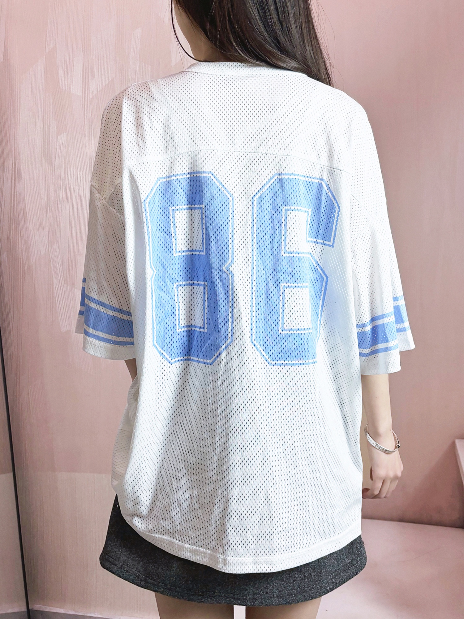 women's oversized jersey half sleeve v neck letter - Temu