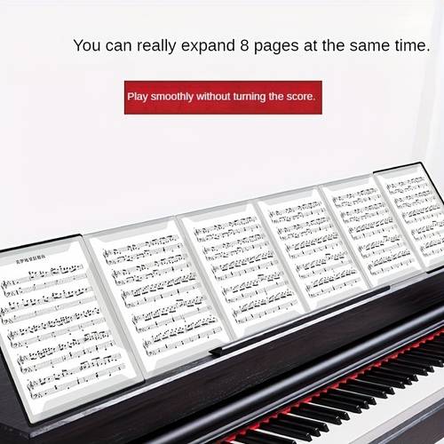 8 page expandable a4 music sheet folder black foldable score holder with positive negative fashion clip durable portable design for piano violin guitar sheet music