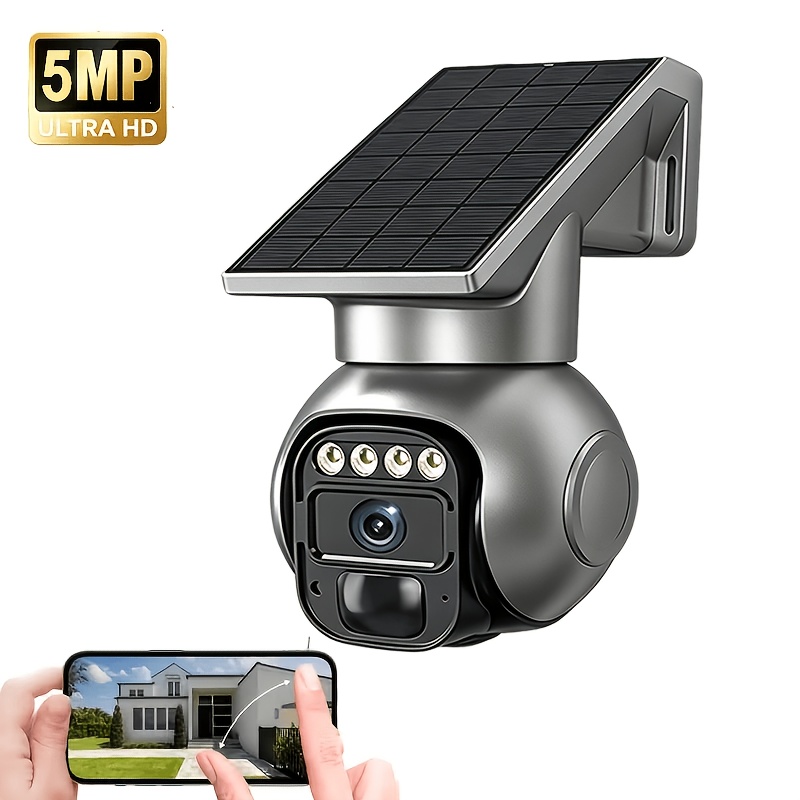 TEMU 4g Lte Solar-powered Outdoor Security Camera With Wireless Monitoring, 355° Pan-tilt, Sd Card/cloud , Tracking, Night Vision, Alerts, Audio &