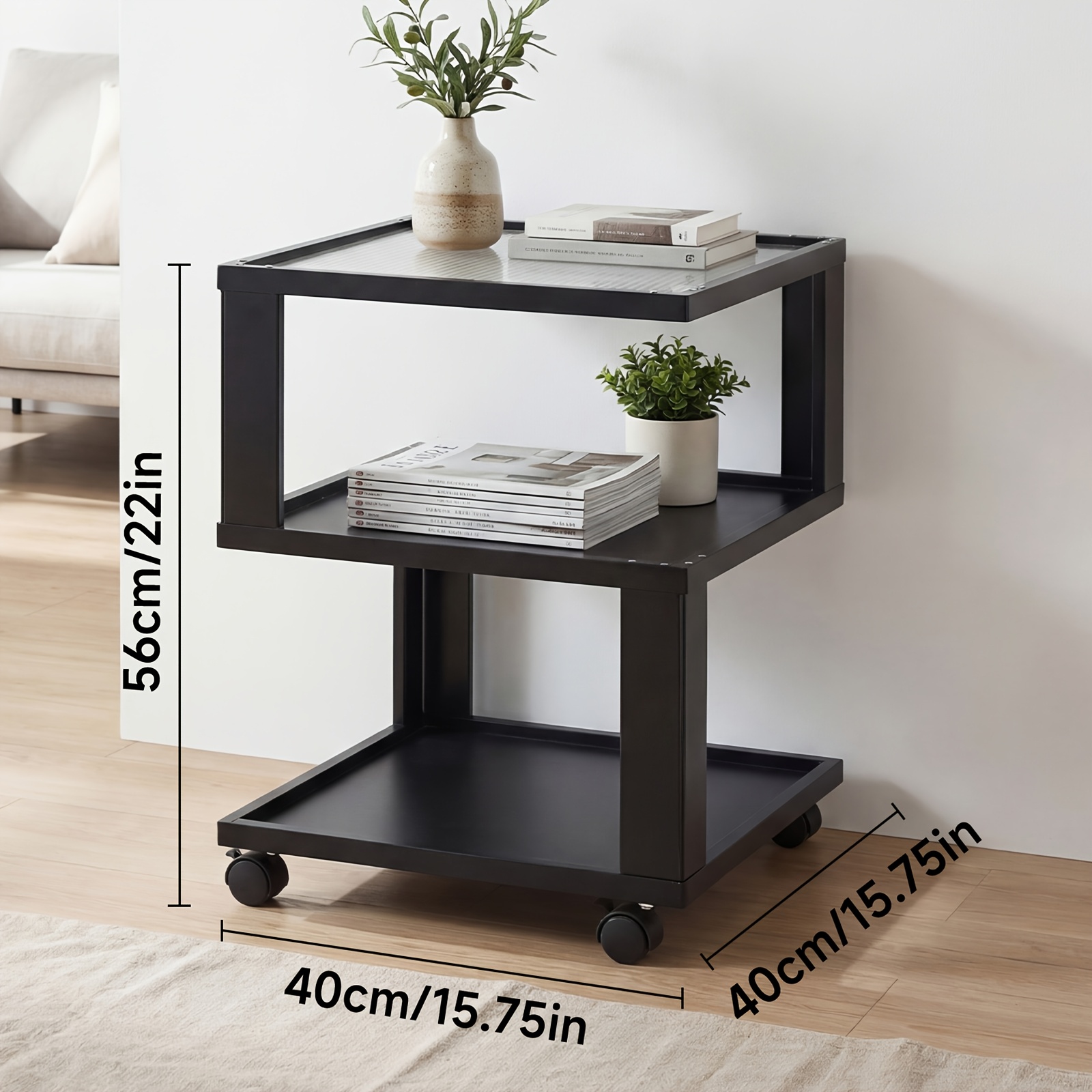Mobile Storage Cart, Three-layer Large-capacity Mobile Bedside Table, -bearing And Anti-tipping, Flexible Movement, , Suitable For Bedrooms, Study Rooms, Living Rooms, Etc., Mounted Closet Systems