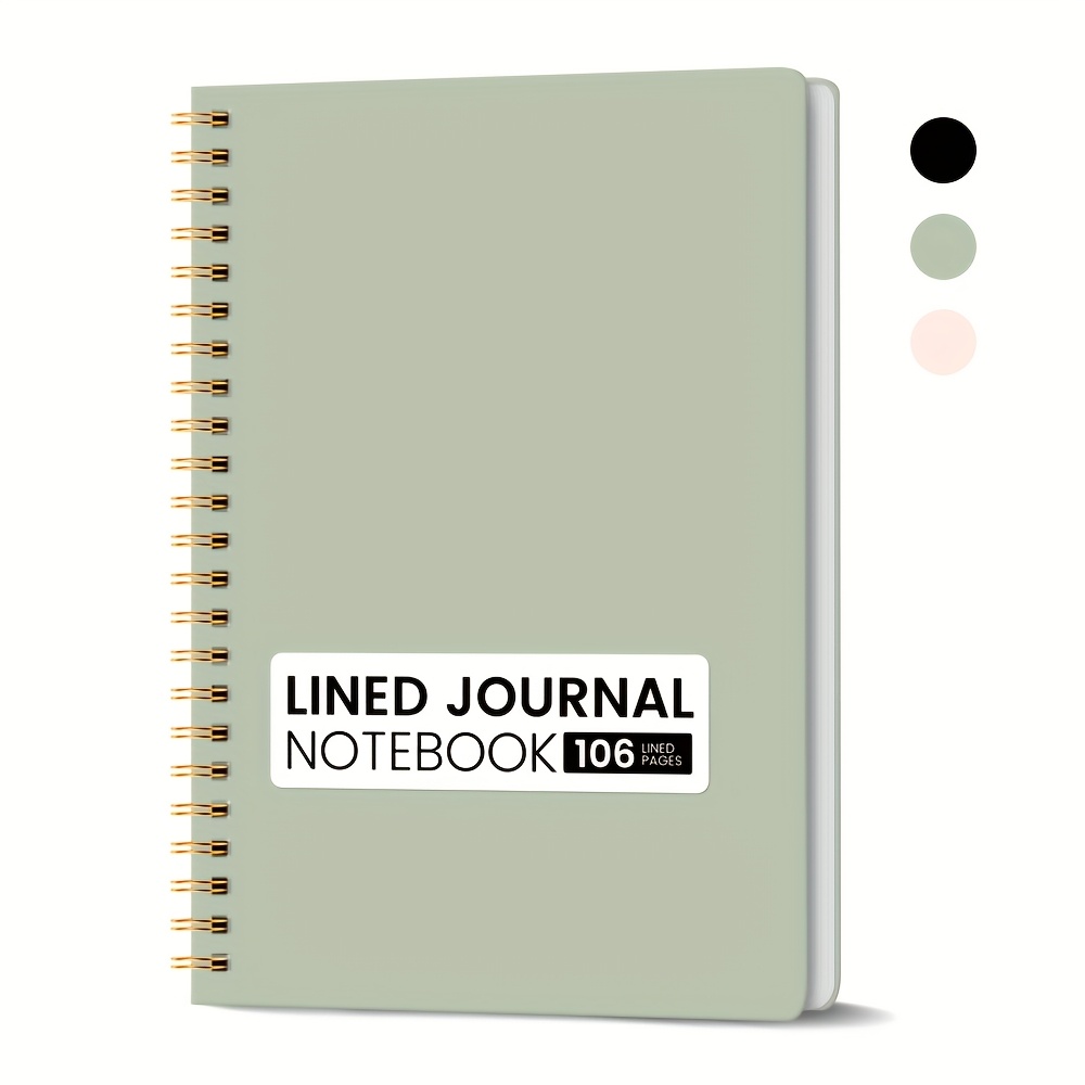 Bubu A5 Hard Cover Journal Notebook - 106 Page College Ruled Lined Spiral Diary With Horizontal Ruler Pages, Compact Portable Writing Book For ,, Work, Travel (matte)