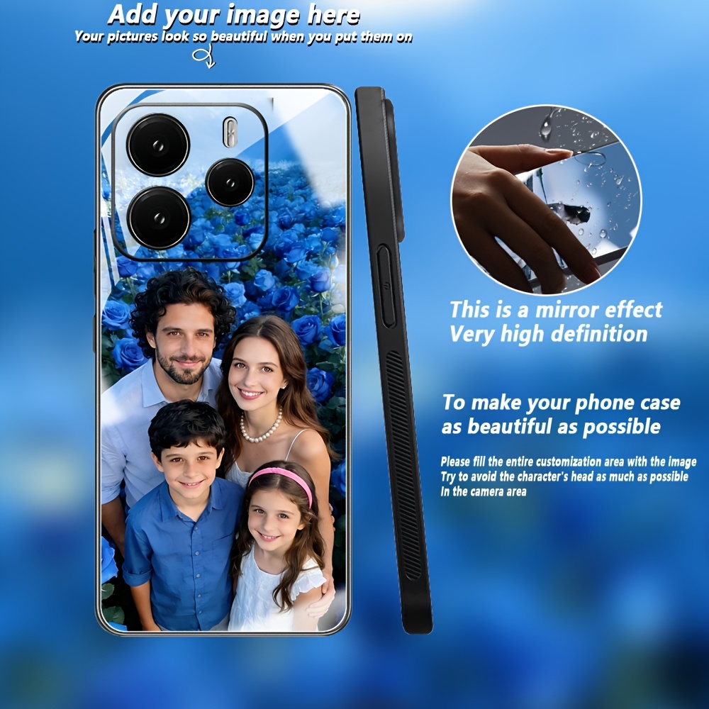 TEMU Phone Case - Custom Family Photo Style Mirror Phone Case For Xiaomi Redmi Note 14 Pro 4g & 5g/note 14 Pro /note 14 4g & 5g/note 14s Series, Lens
