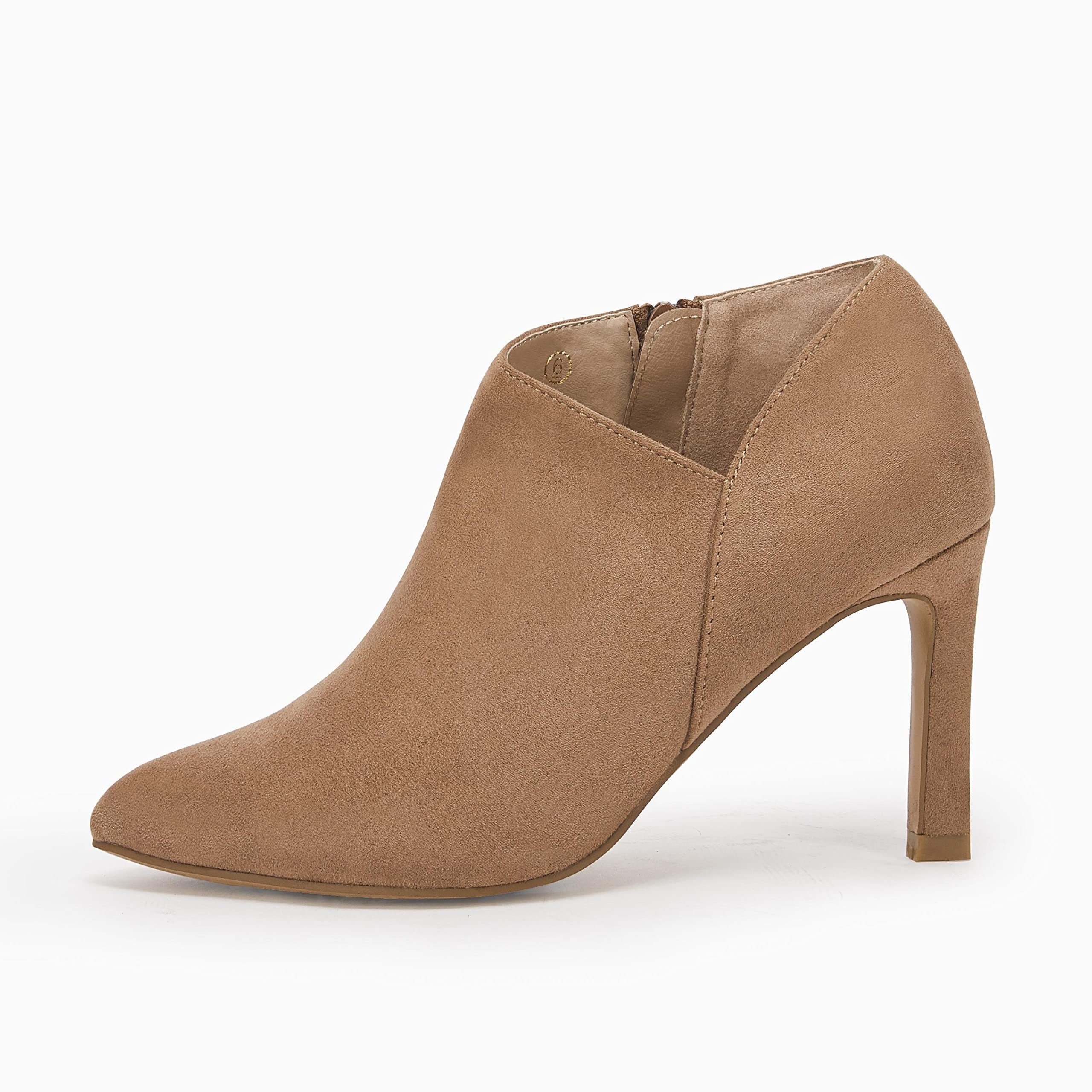 Kitten Heel Booties V Cut Women's Pointed Toe V Cut Ankle Boots