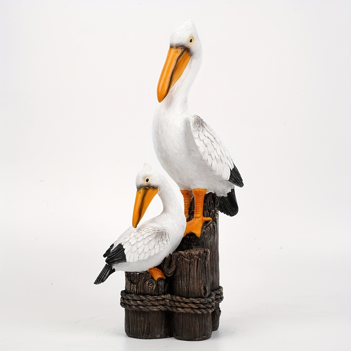 Image of 1pc Lifelike Statue On Driftwood Base - Resin Seaside Beach Decor For Indoor & Outdoor, Garden Lawn Bird With Feather Patterns, Ideal Holiday Gift, Sea Decorations, Best For Christmas