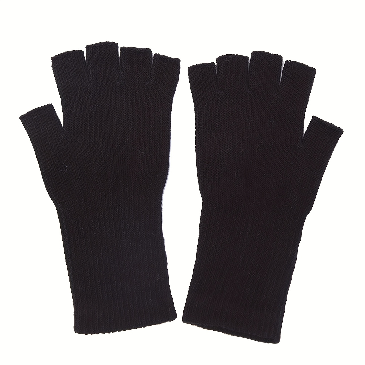 2pcs Black Fingerless Gloves for Winter Warmth