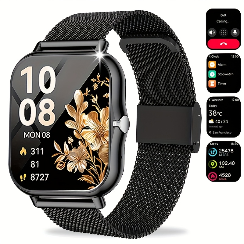 Montre Connectée Compatible Android & iPhone avec Appels Sans Fil, Écran Tactile Intégral, Plus de 100 Modes Sportifs, Boîtier en Alliage, Téléphone Sans Fil Adapté aux Hommes et Femmes, Tracker de Fitness Cadeau pour Smartphone iPhone/Android