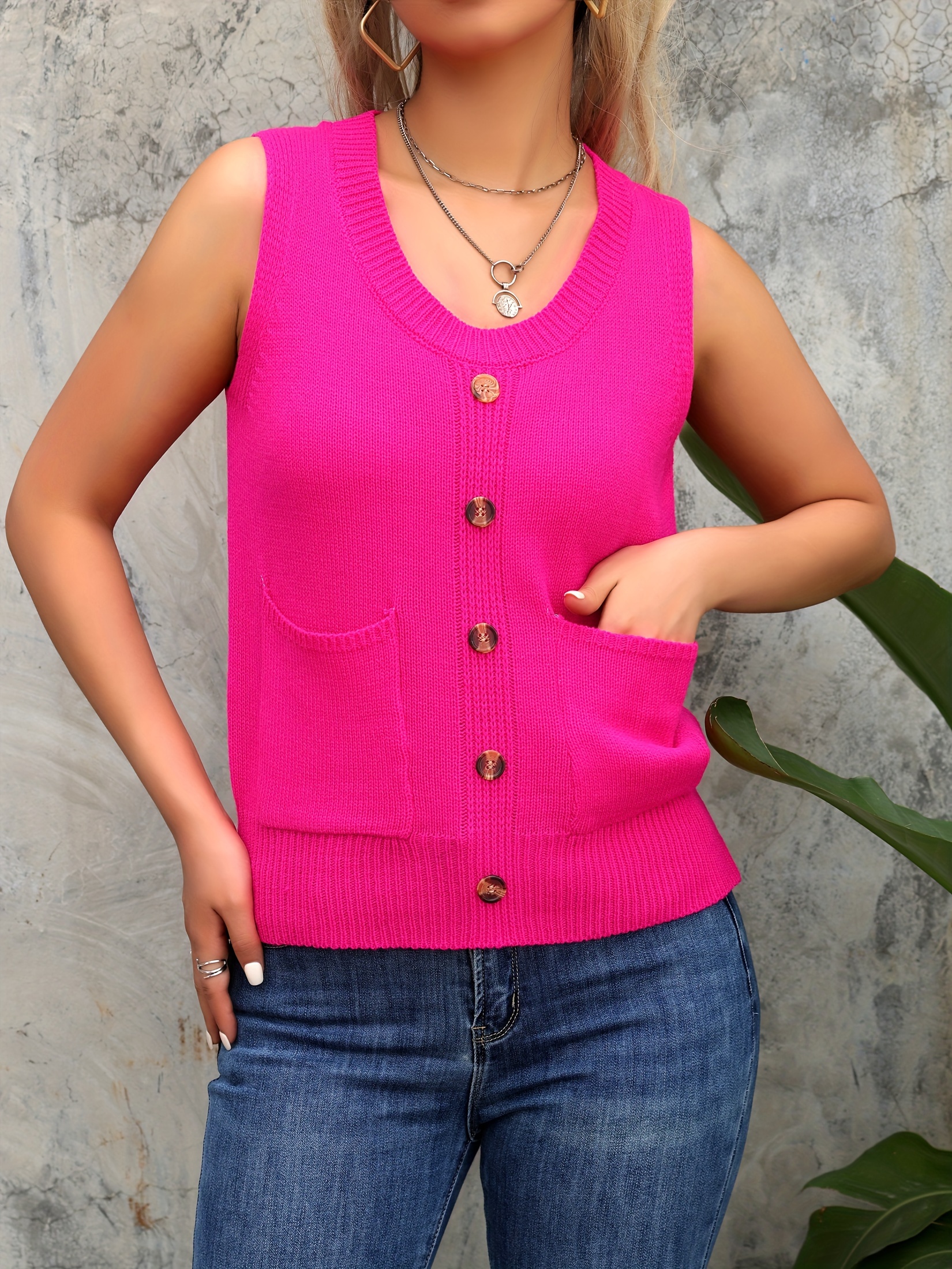 UANEO Gilet Senza Maniche In Flanella Scozzese Per Donna – Giacca A Quadri Verde Con Bottoni E Tasche, Perfetto Per L'autunno - 6