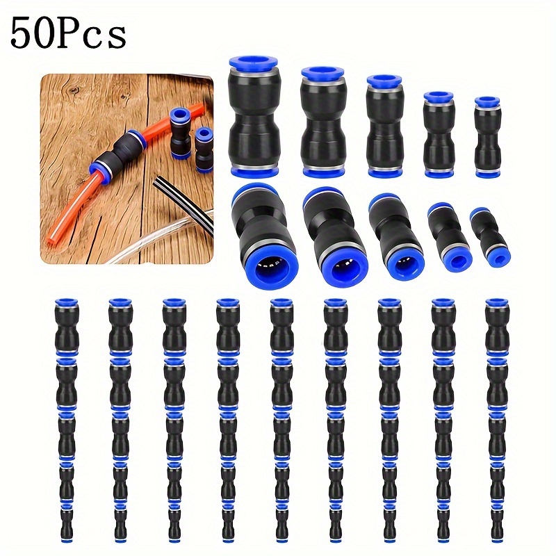 

50-pack Quick Connect Pneumatic Hose Adapters - Durable Pvc, Fit For Lines, Sizes 4/6/8/10/12mm