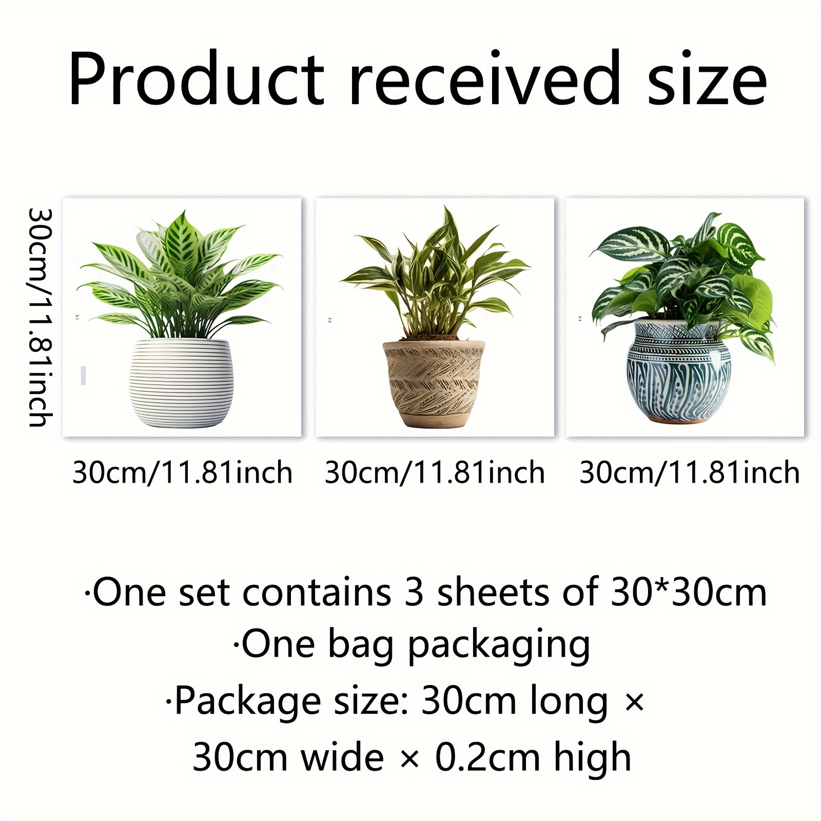 1 Set Of 3 (30*30cm*3pcs) Creative Potted Plant Window Stickers, Double-sided Electrostatic Stickers, 20 Centimillimeter Window Stickers, Home Decoration Wall Stickers (dj3053)