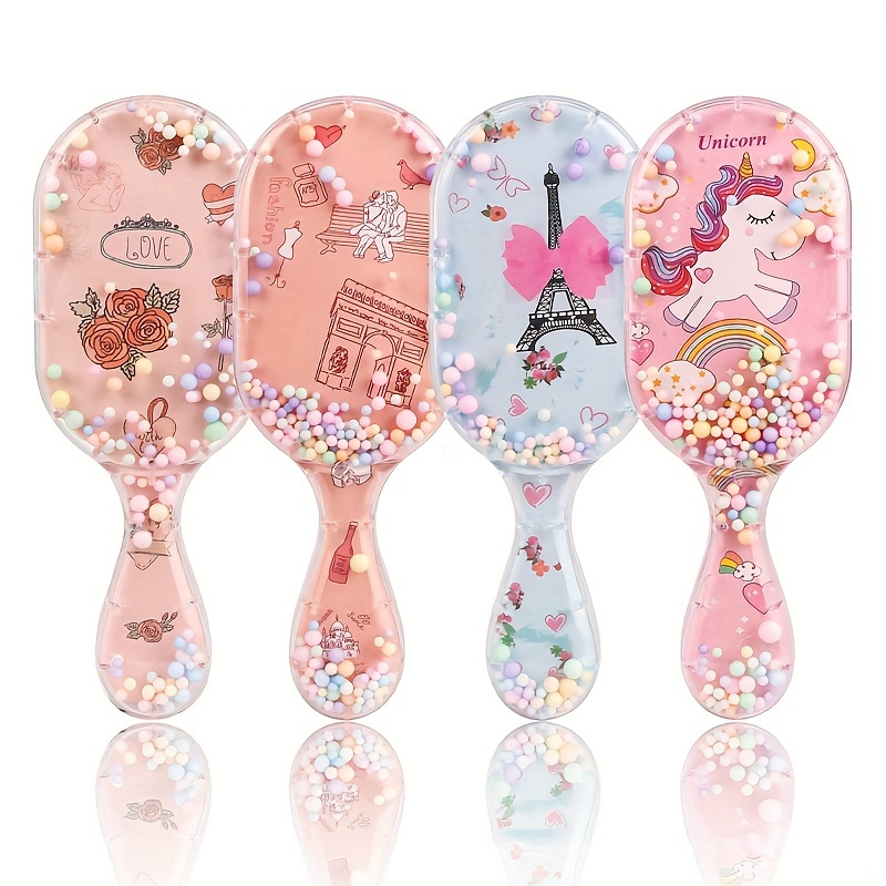 

1pc Cute Cartoon Design Transparent Hair Comb, Anti-tangle Scalp Massage Detangling Brush, Mini Portable Plastic Hairbrush For Dry Hair, Abs Handle Finishing Comb, Detangling Hair Brush