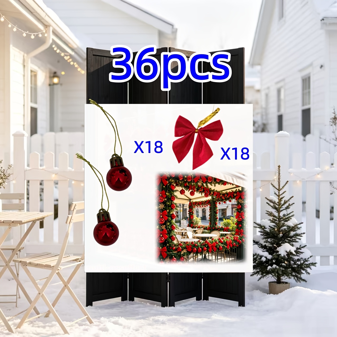 TEMU 36pcs Luxury Hanging Glossy Ornaments With Red Bows, An Essential For Holiday Decorations, Suitable For Christmas, Halloween, New Year, And