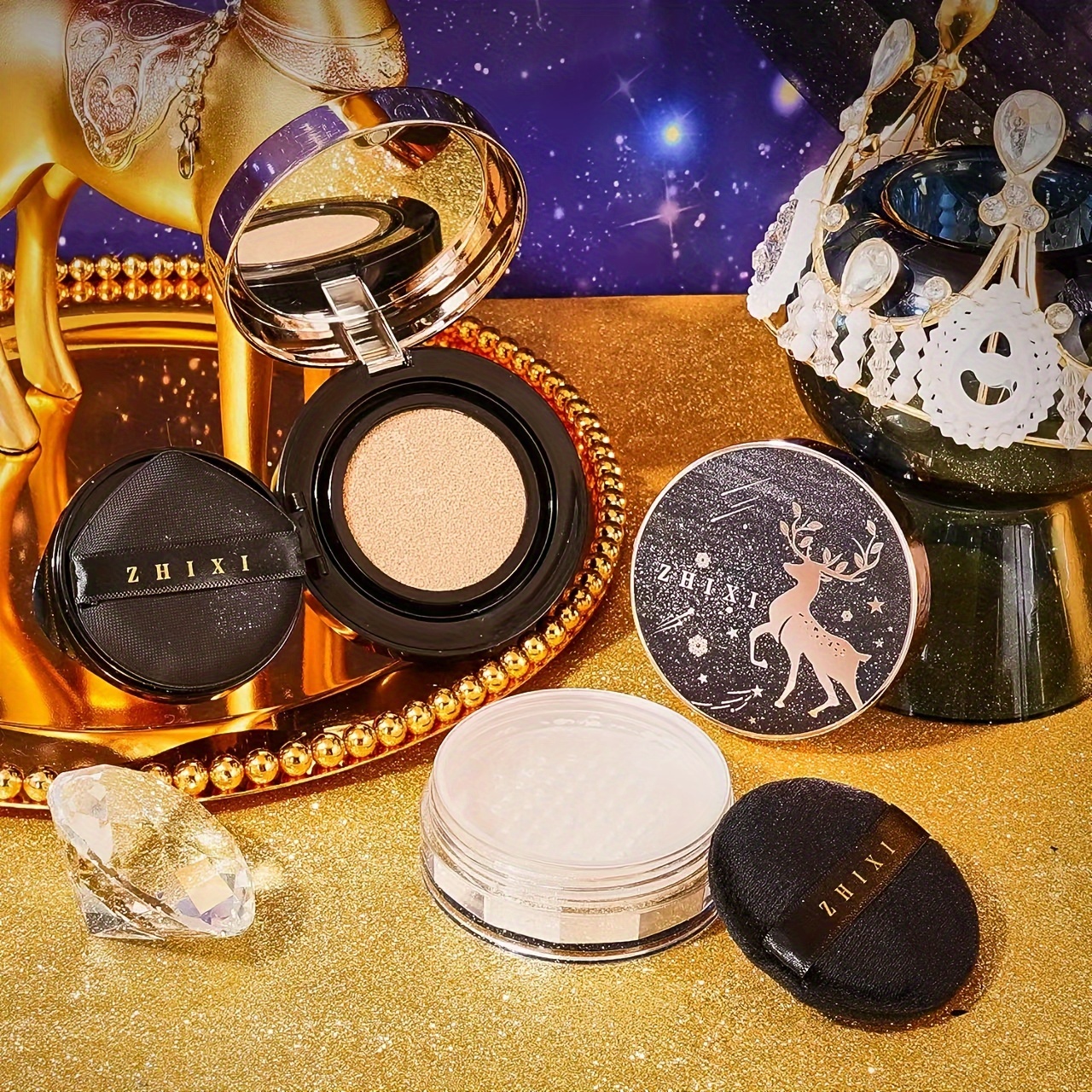 valentines day 21pcs makeup set starry night theme includes eyeshadow palette lipstick mascara more perfect gift for wife mom or girlfriend with plant squalane details 3