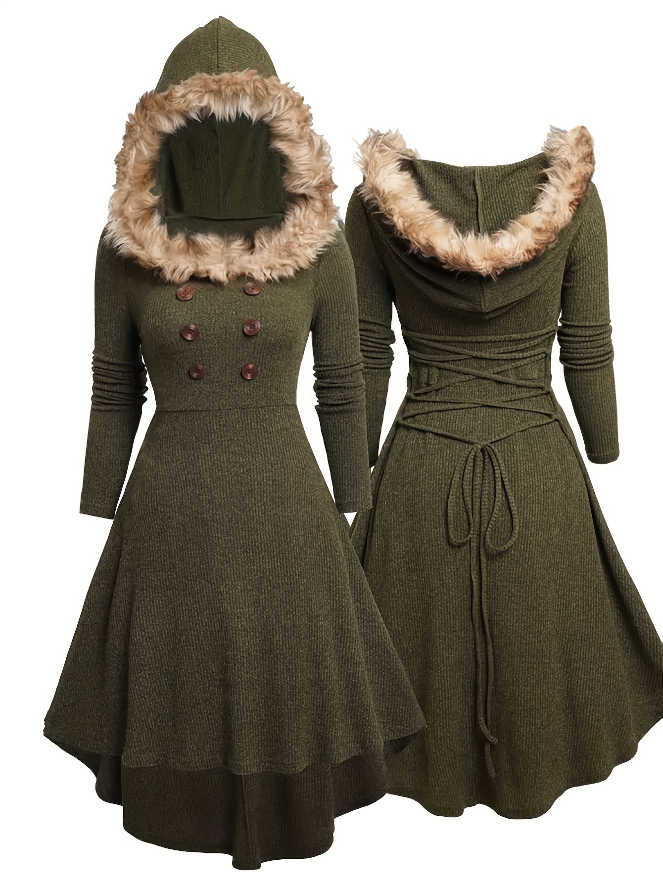 Womens Autumn Winter Ribbed Corduroy Solid Long