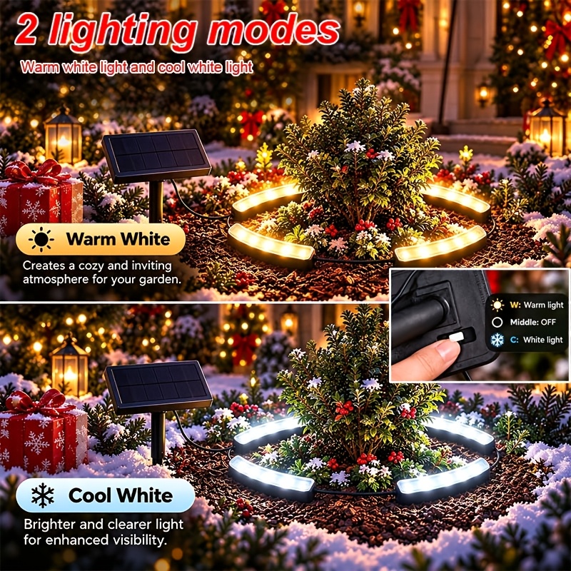 TEMU Outdoor Garden Lights With Warm/white/colorful , Ip44 Solar Garden Lights/automatic Light Sensor/christmas-themed Landscape Lights, Ideal For
