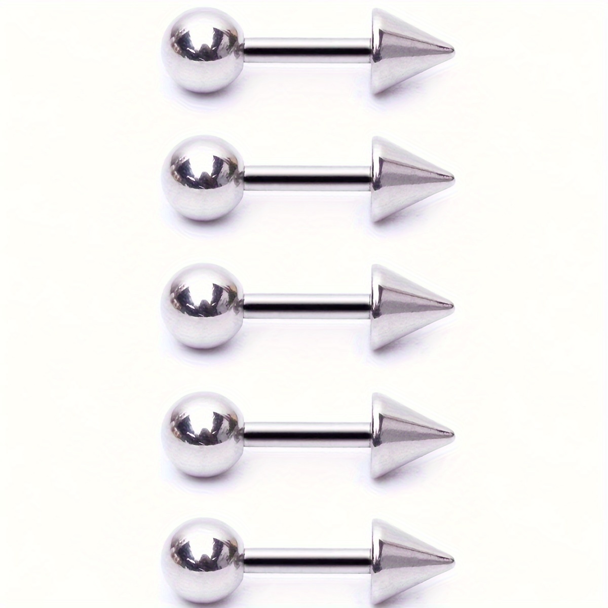 5pcs Punk Style Stainless Steel Spike Earrings, Spiral Tragus Piercing, Helix Piercing, Evil Ear Piercing